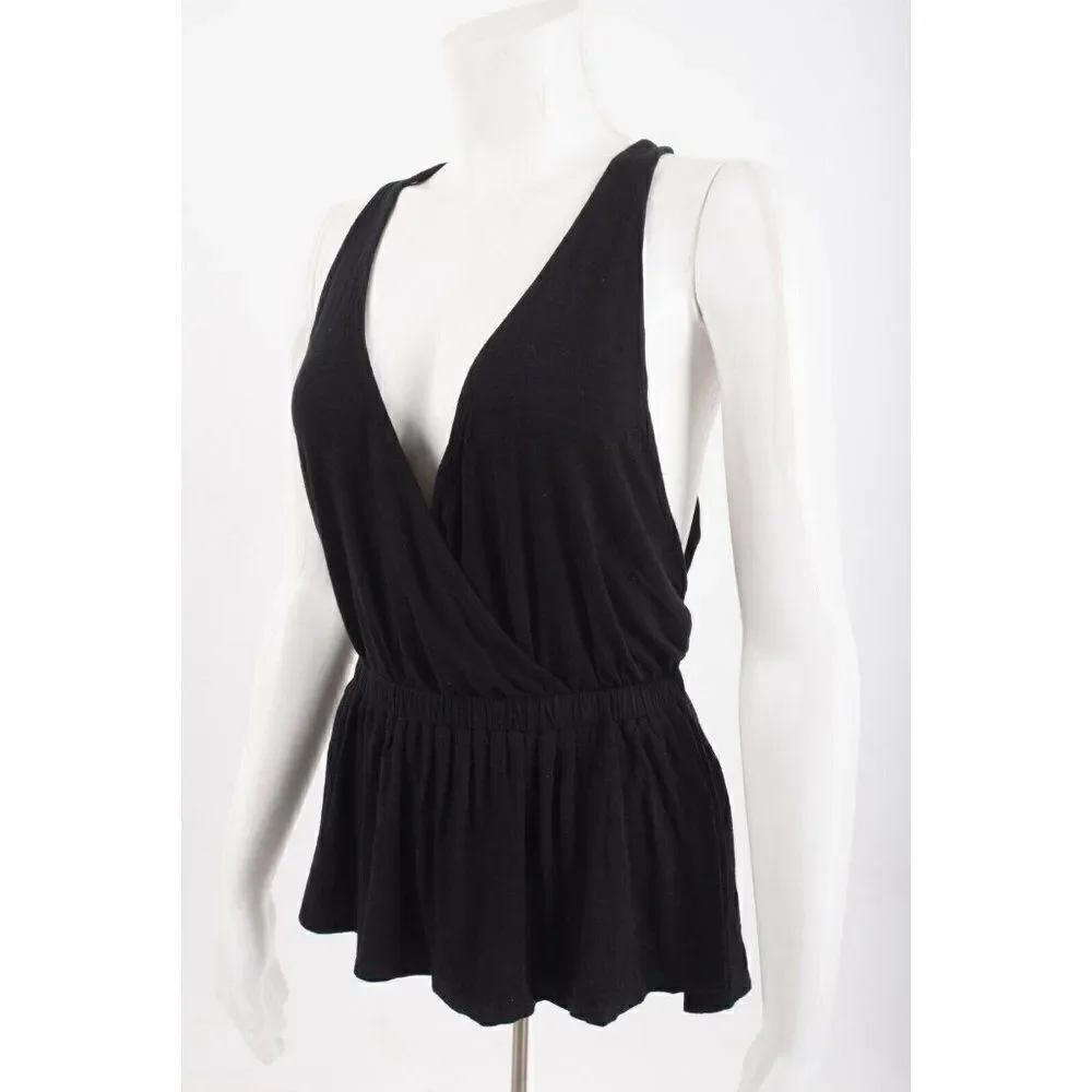Free People We The Free Womens Top Shirt Peplum Size S Black Racerback
